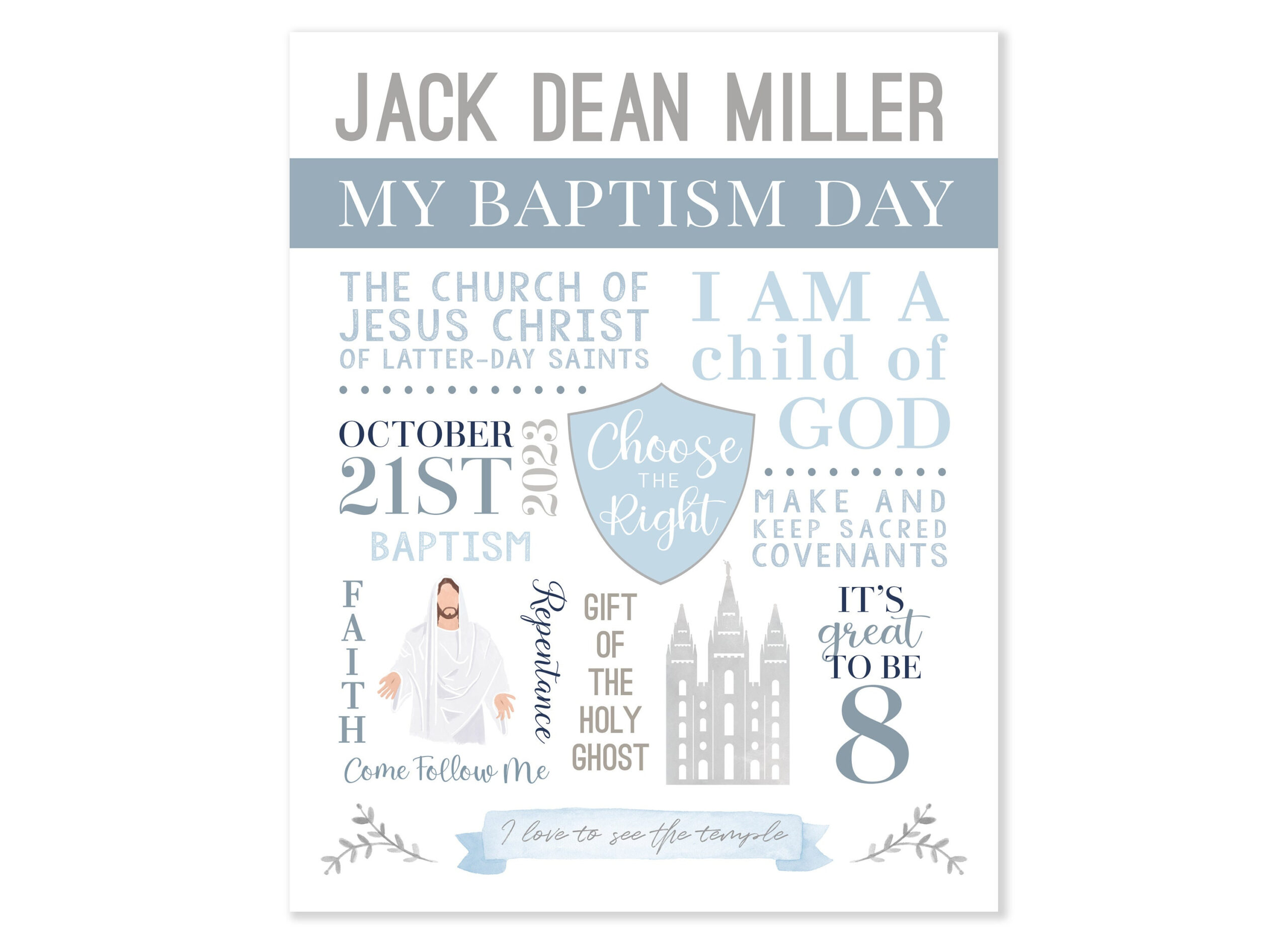 Lds Baptism Printable - Lds Baptism Gift - Boys Baptism Keepsake - Free Printable Baptism Signs