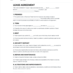 Lease Agreement Template   Free To Use   Free Lease Agreement Online Printable