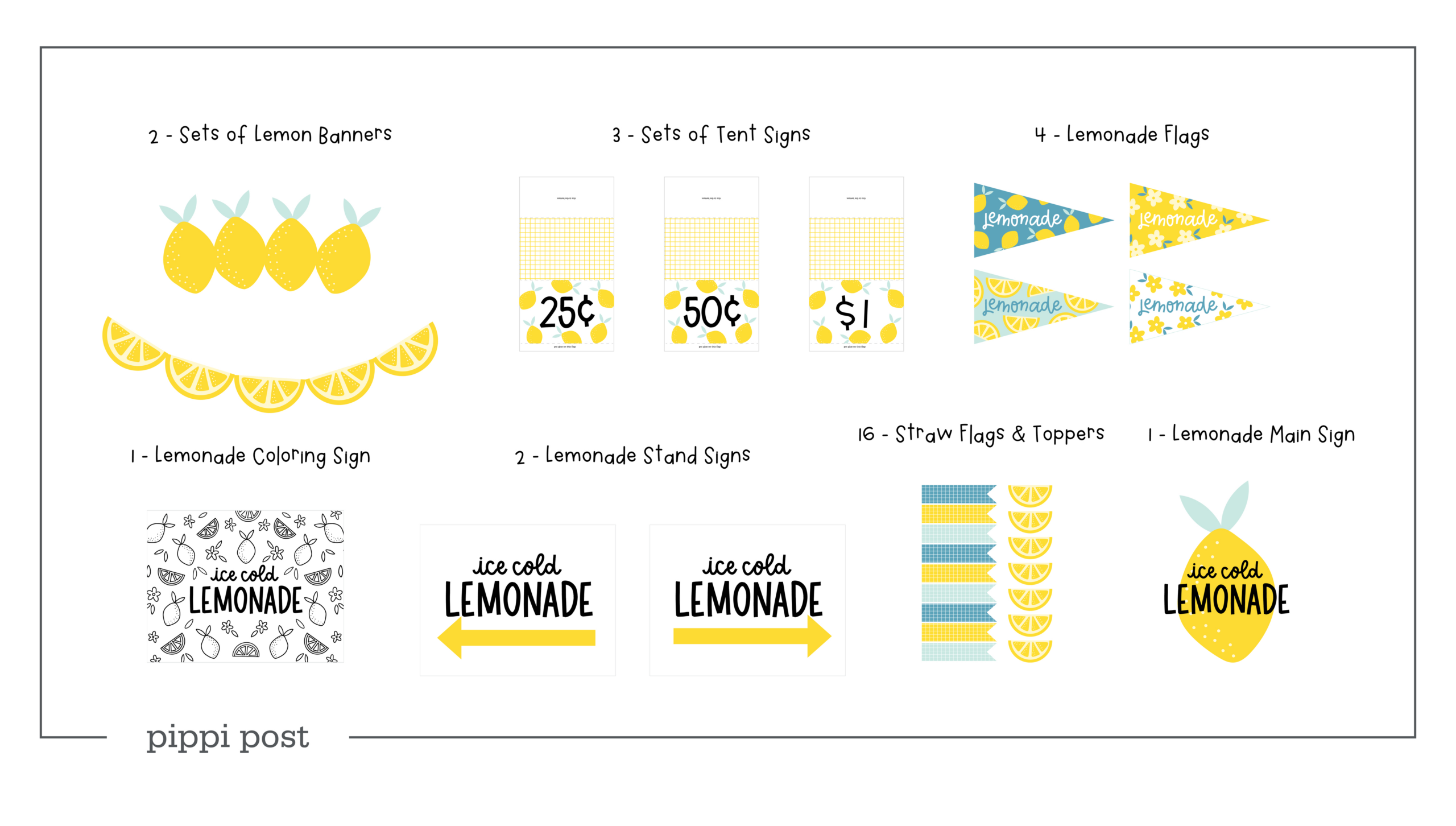 Lemonade Stand Printable Bundle - Free Printable Lemonade Signs