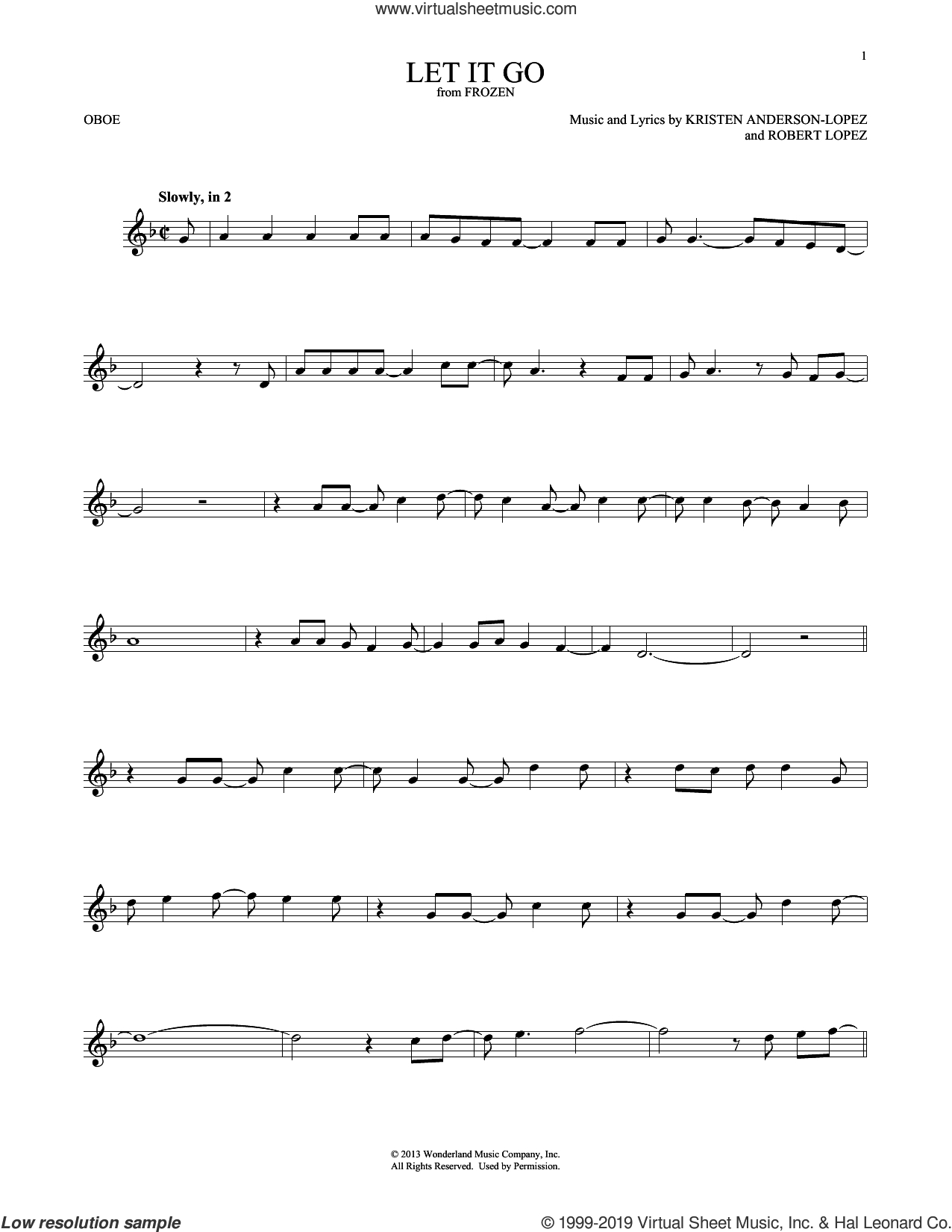 Let It Go (From Frozen) Sheet Music For Oboe Solo (Pdf) - Free Printable Oboe Sheet Music