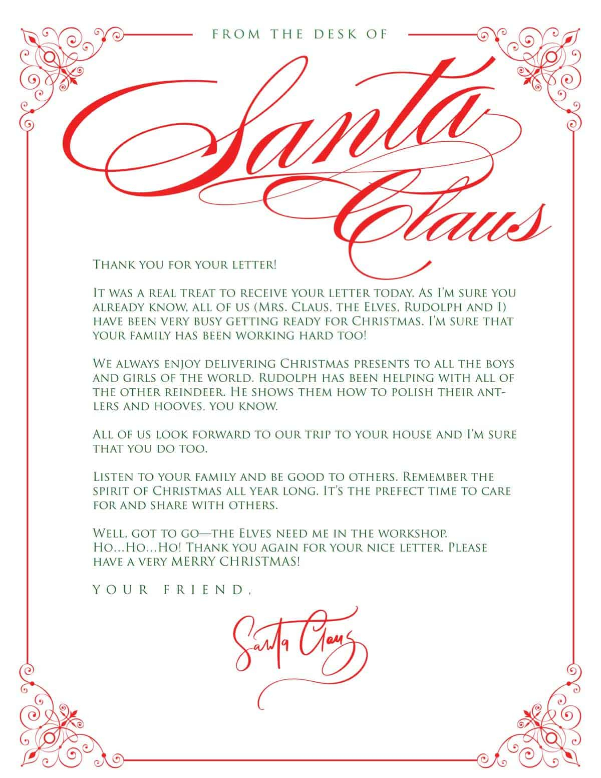 Letter From Santa Free Printable {Editable} | Skip To My Lou - Free Printable And Editable Letters From Santa