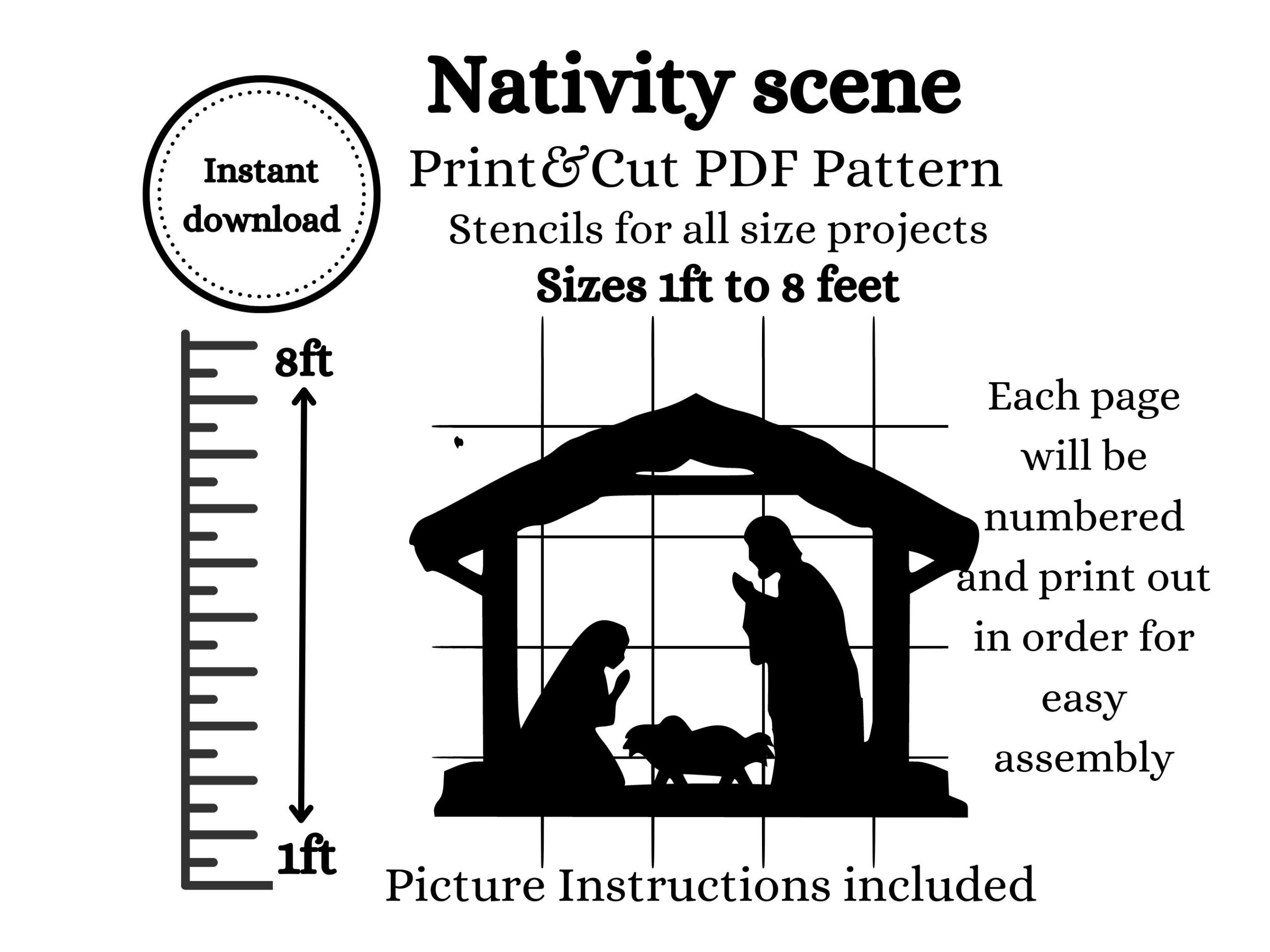 Life Sized Yard Art Nativity Set Printable Template, Dxf Svg - Free Printable Nativity Stencils