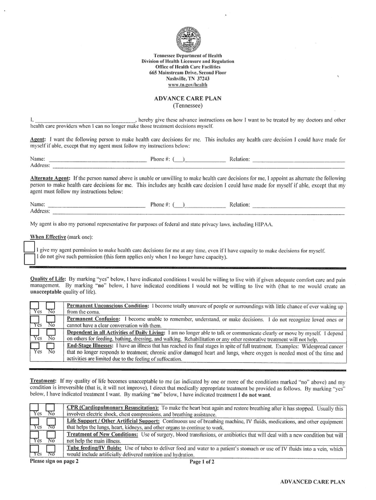 Living Will Tennessee: Fill Out &amp;amp; Sign Online | Dochub - Free Printable Living Will Tennessee