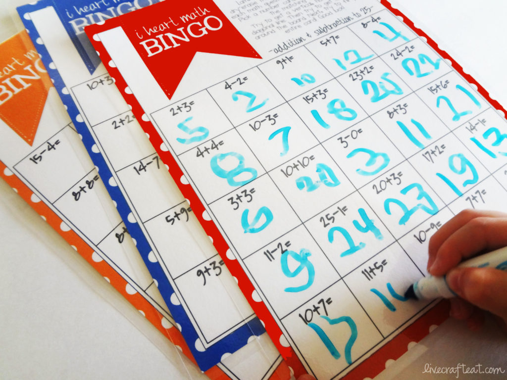 Math Bingo Printable For Kids - Free | Live Craft Eat - Free Printable Addition And Subtraction Bingo Cards