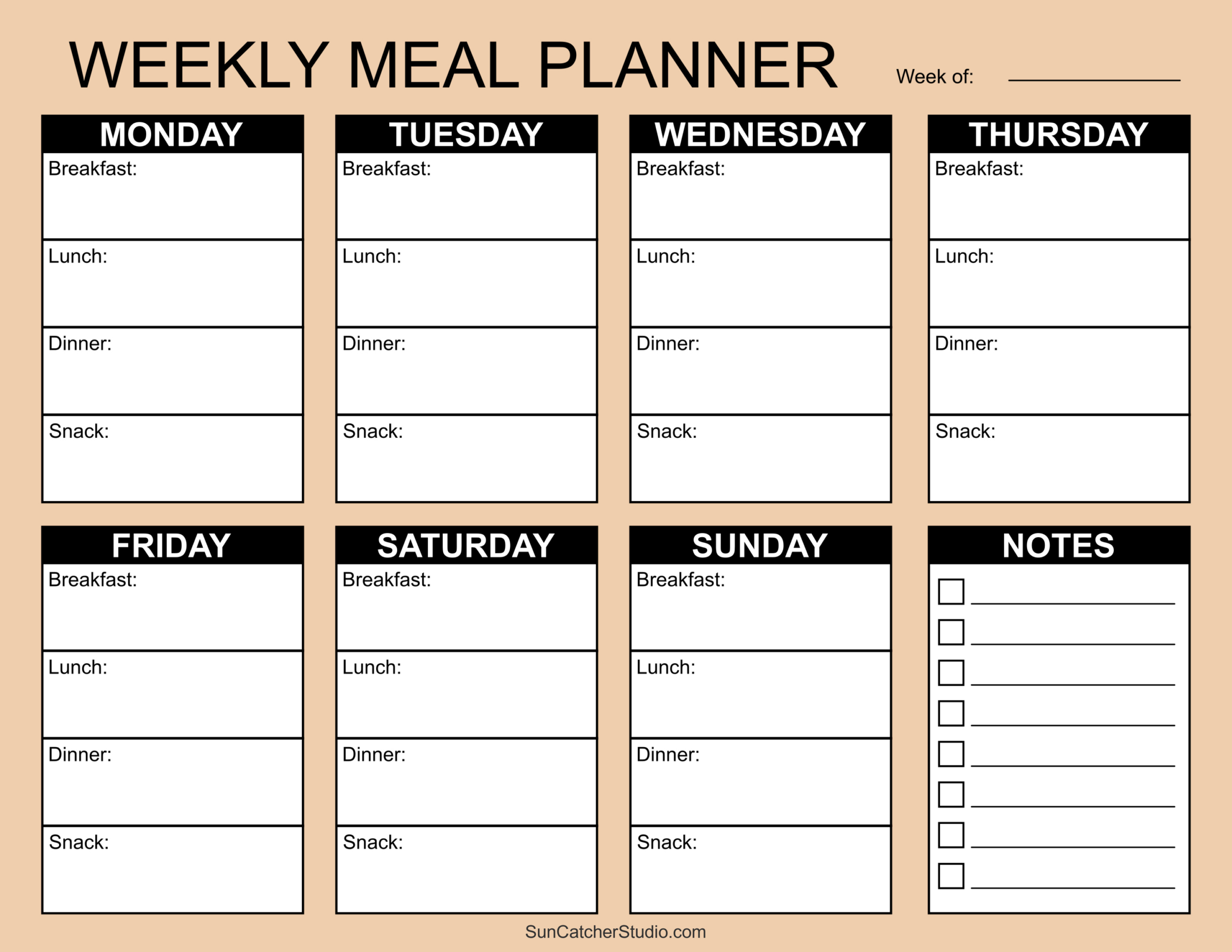 Meal Planners: Printable Weekly Menu Templates (Pdf) – Diy - Free Printable Diet Planner