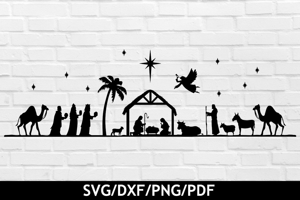 Nativity Scene Svg Cut File - Christmas Svg - Free Large Printable Nativity Scene
