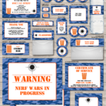 Nerf Party Printables, Invitations & Decorations   Blue Camo   Free Printable Nerf Signs