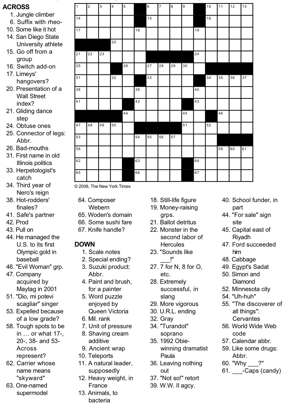 New York Times Crossword Puzzlegeorge Barany And Michael Shteyman - Free Printable Nyt Crossword Puzzles