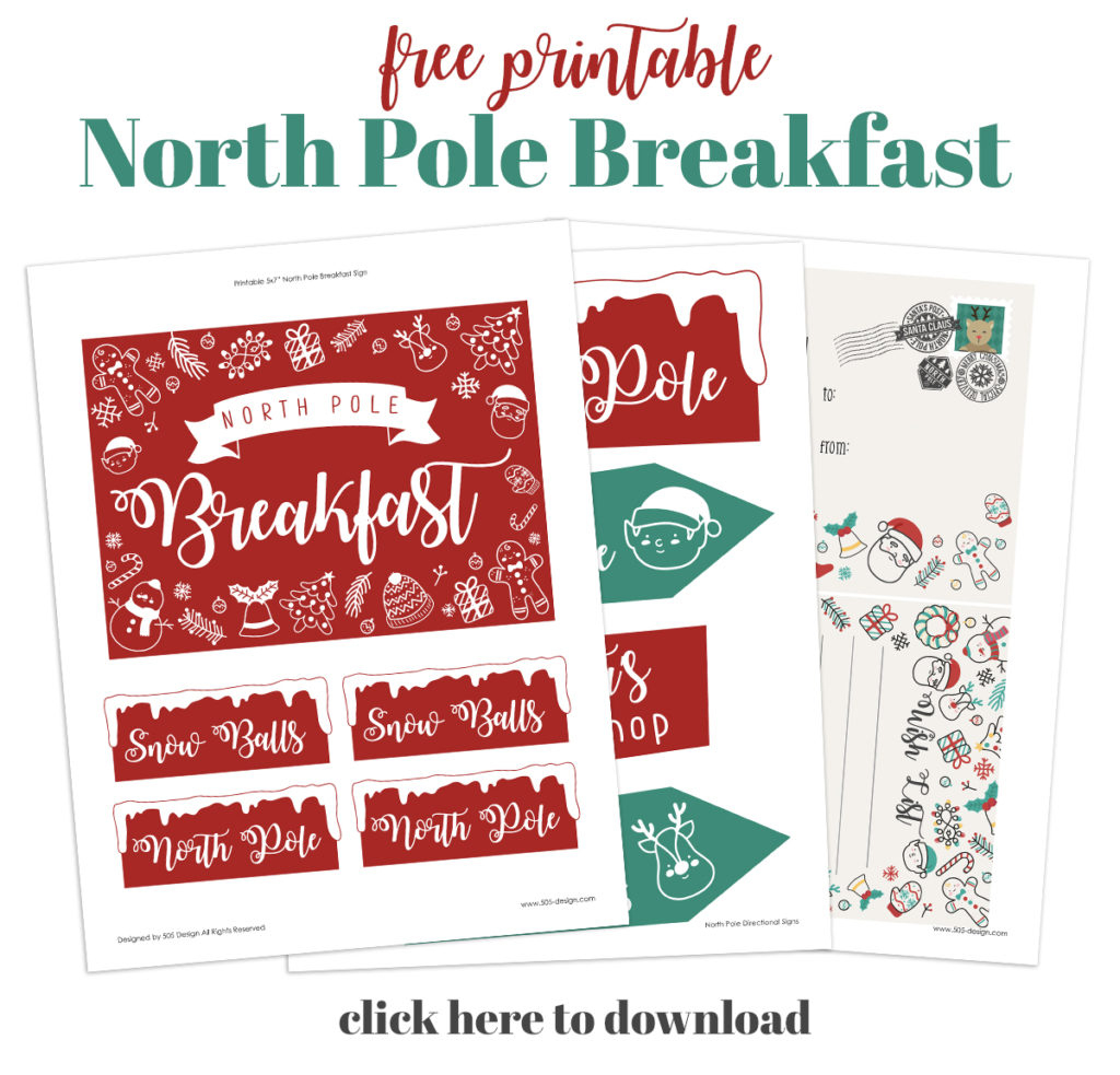 North Pole Breakfast 2019 – Free Elf On The Shelf Printables – 505 - Elf On The Shelf Breakfast Free Printables
