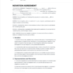 Novation Agreement Template   Free To Use   Free Printable Agreement Forms