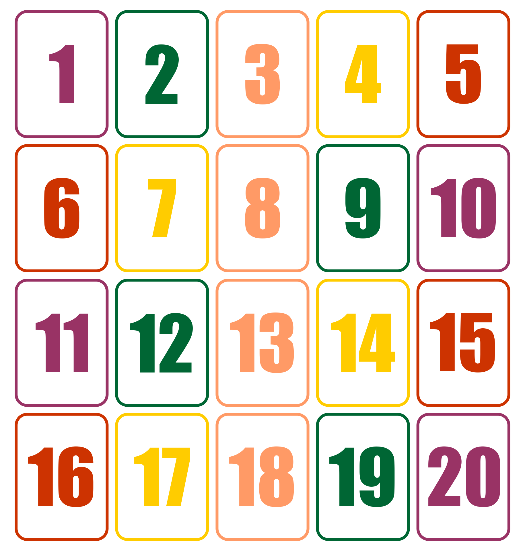 Number Cards 1-20 | Printable Numbers, Free Printable Numbers - Numbers 1 To 20 Printable