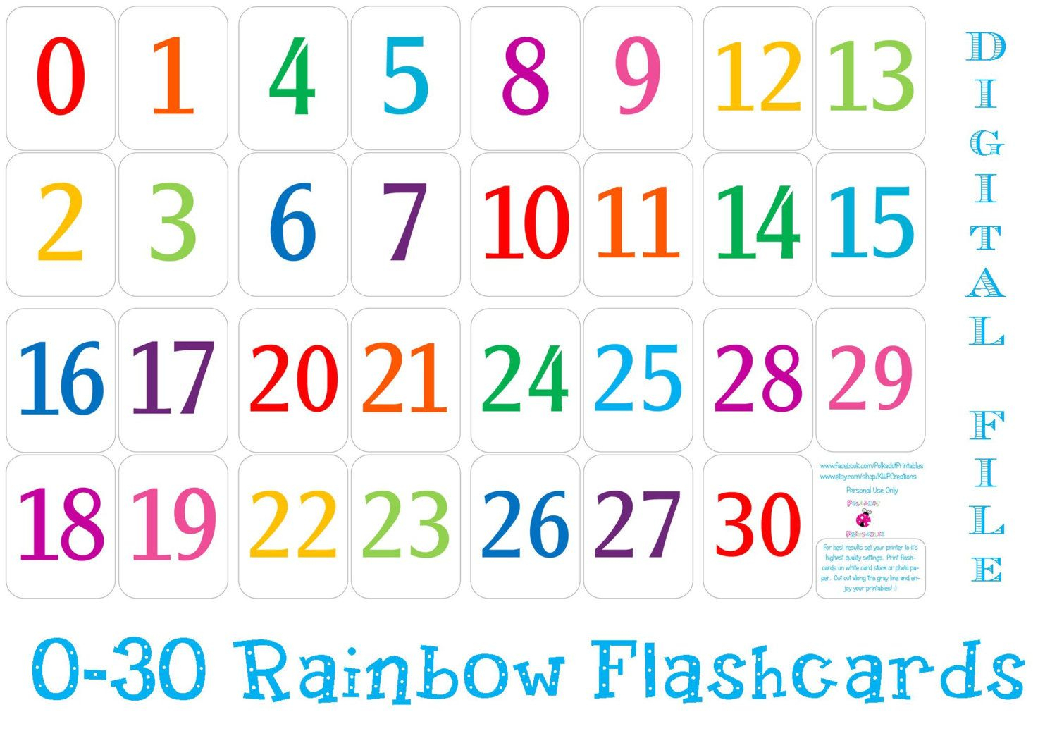 Number Cards - Google-Søgning | Printable Calendar Numbers - Free Printable Number Cards 1-30
