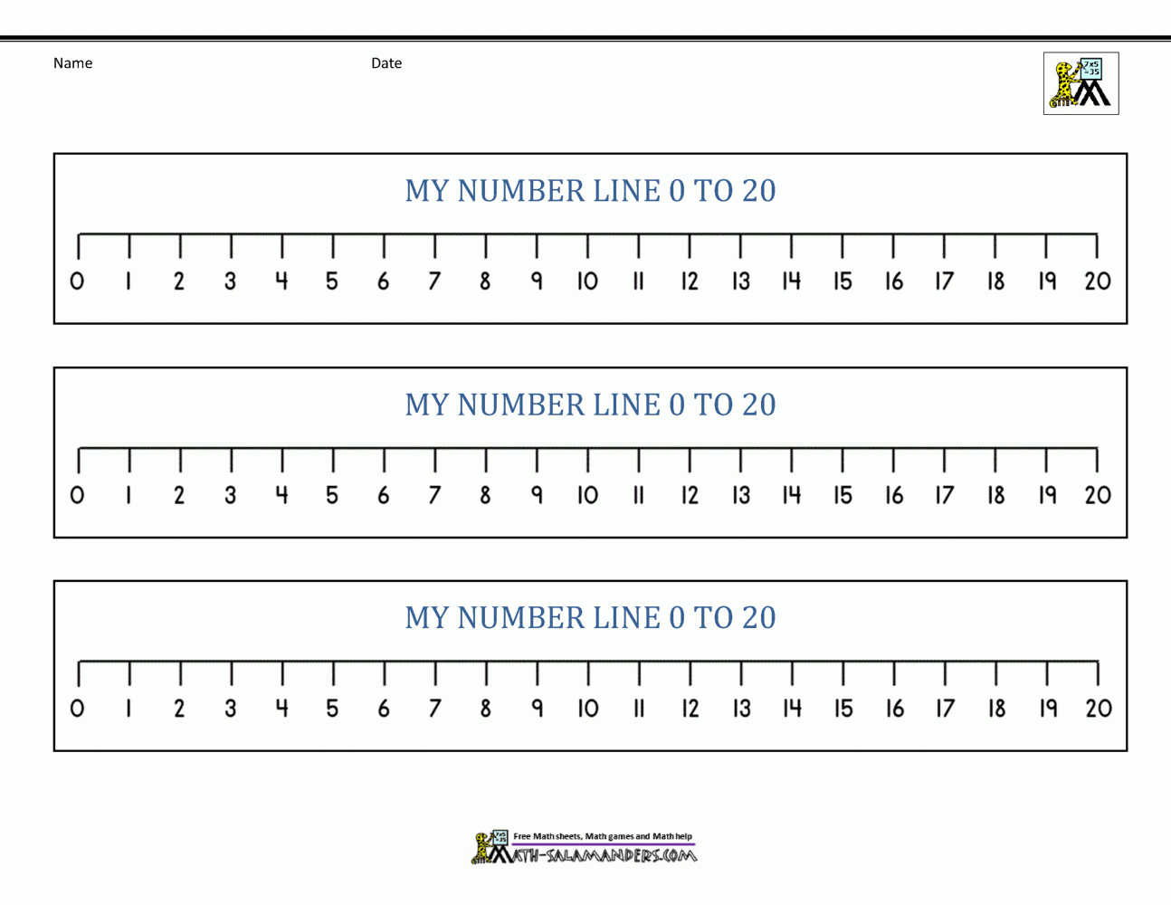 Number Line 0 To 20 Printables - Number Line Negative To Positive Print Free 20