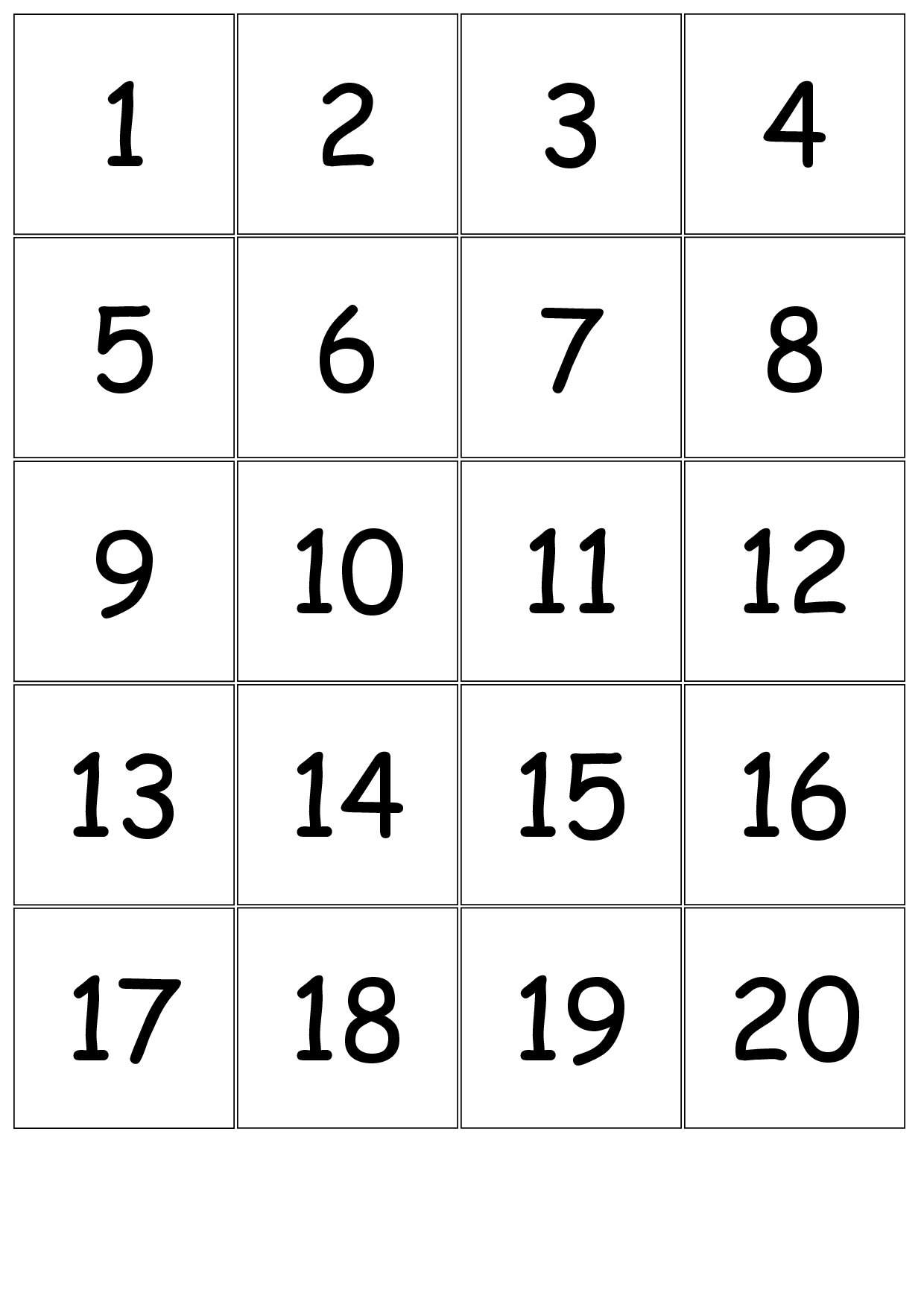 Number+Cards+1-20 | Printable Numbers, Large Printable Numbers - Free Printable Number Stencils 1-20
