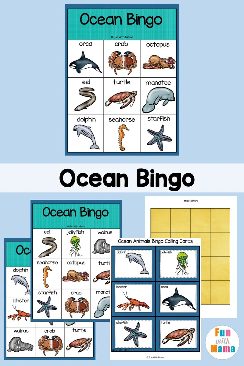 Ocean Animal Bingo For Kids - Fun With Mama - Free Printable Ocean Bingo Cards