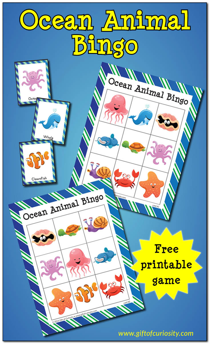 Ocean Animal Bingo {Free Ocean Printables} - Gift Of Curiosity - Free Printable Ocean Bingo Cards