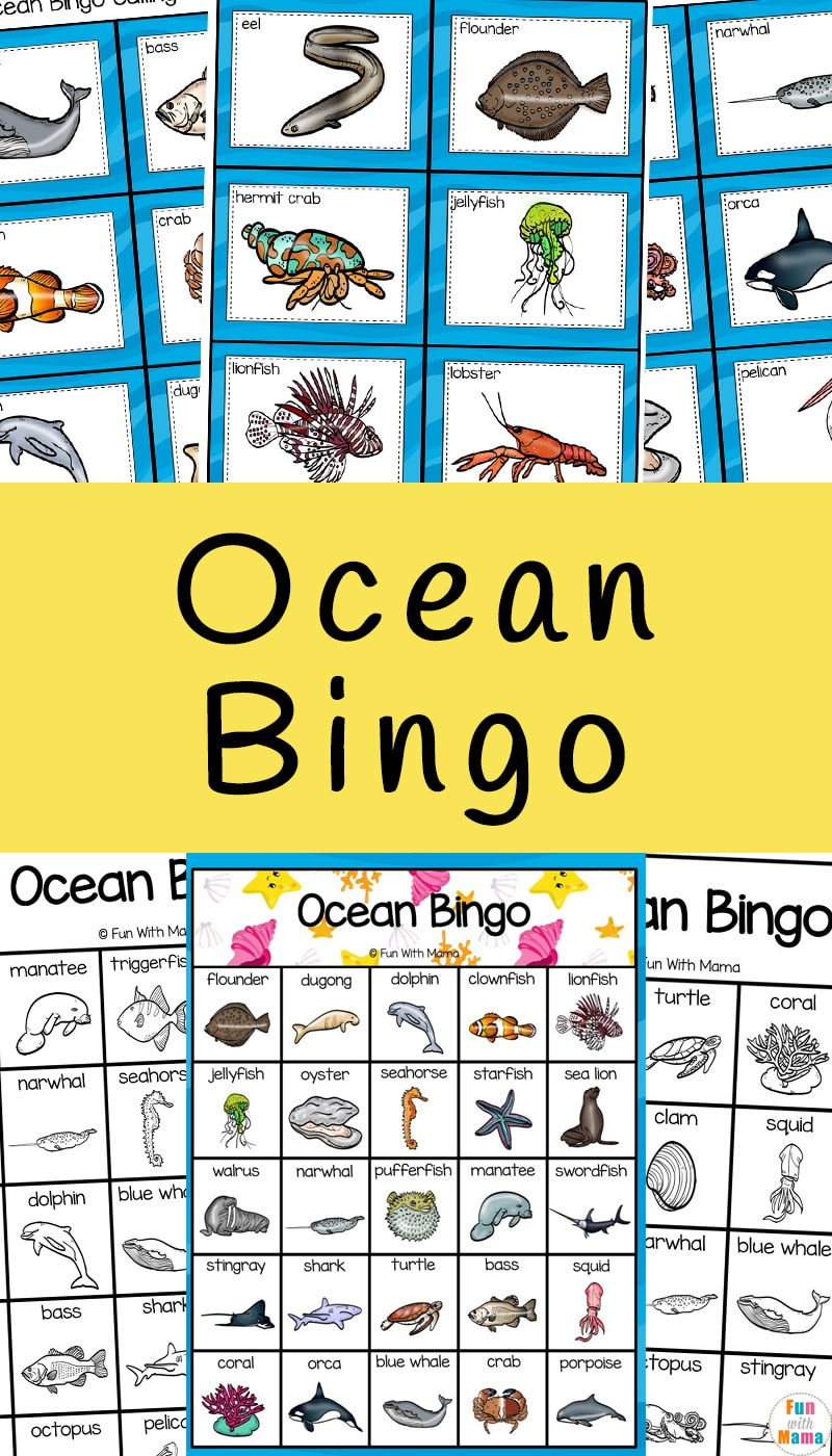 Ocean Bingo - Fun With Mama - Free Printable Ocean Bingo Cards