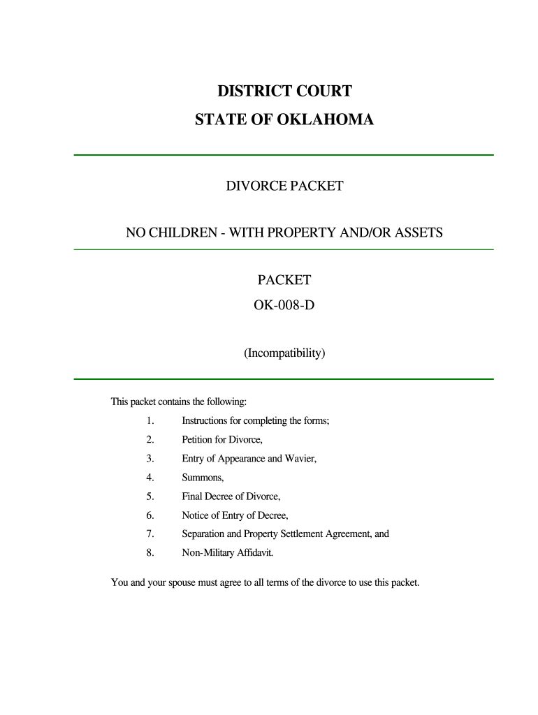 Oklahoma Divorce Forms With Minor Child Pdf: Fill Out &amp;amp; Sign - Free Printable Divorce Papers Oklahoma