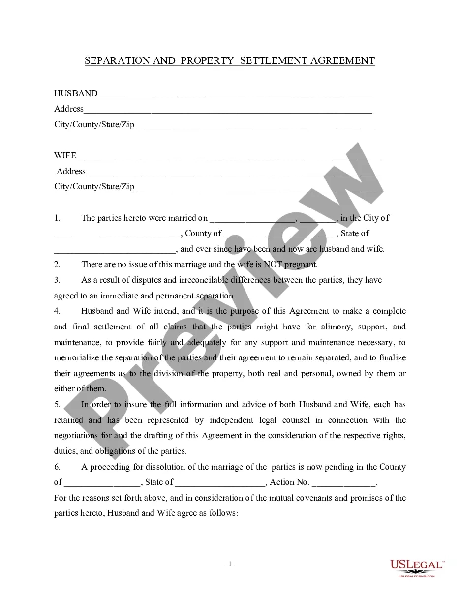 Oklahoma Separation And Property Settlement Agreement - Separation - Free Printable Divorce Papers Oklahoma