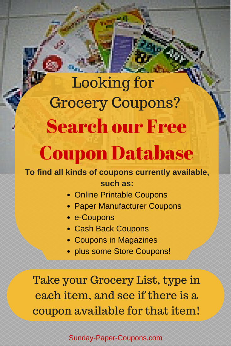 Online Coupon Database Free Grocery Coupons | Free Couponsmail - Free Online Printable Grocery Store Coupons
