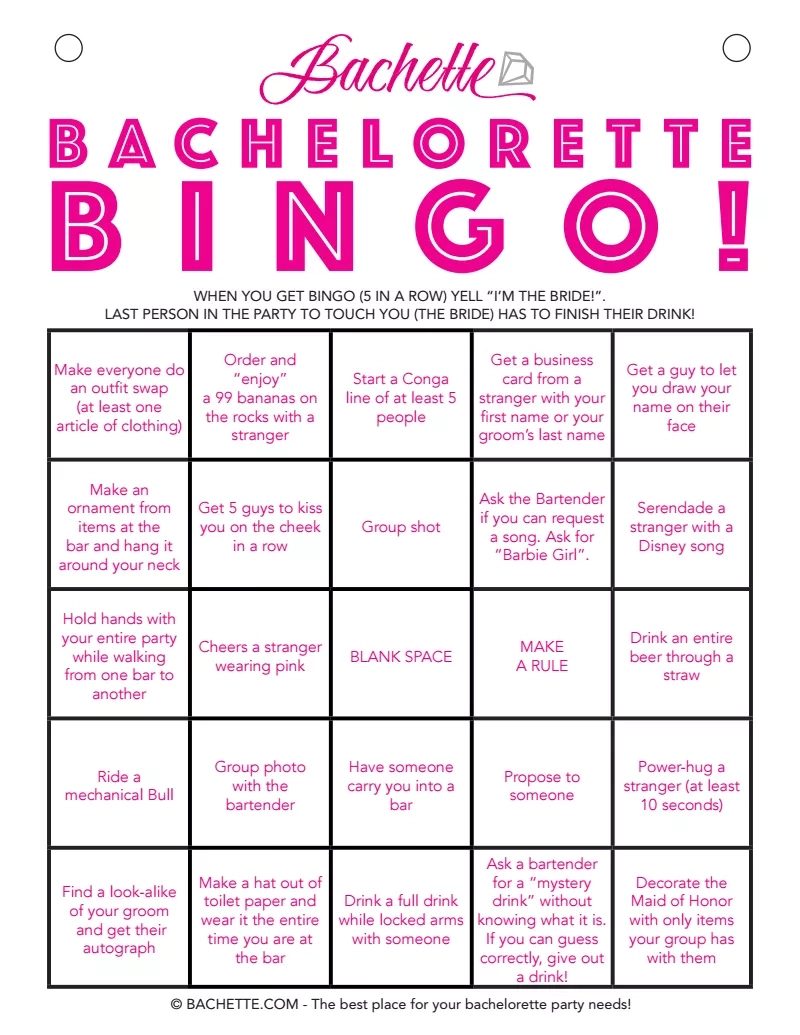 Page 1 Of 1 | Bachelorette, Bachelorette Party, Bingo Board - Free Printable Bachelorette Bingo Cards