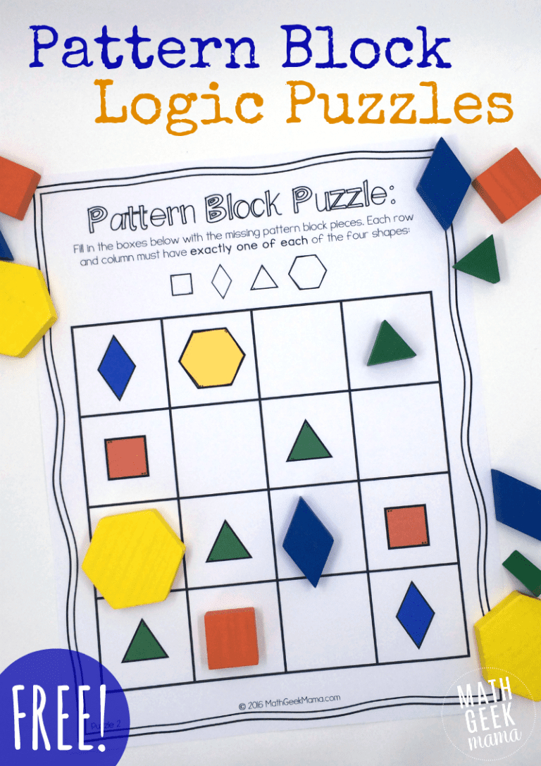 Pattern Block Puzzles {Free} - Logic Puzzles Free Online Printable