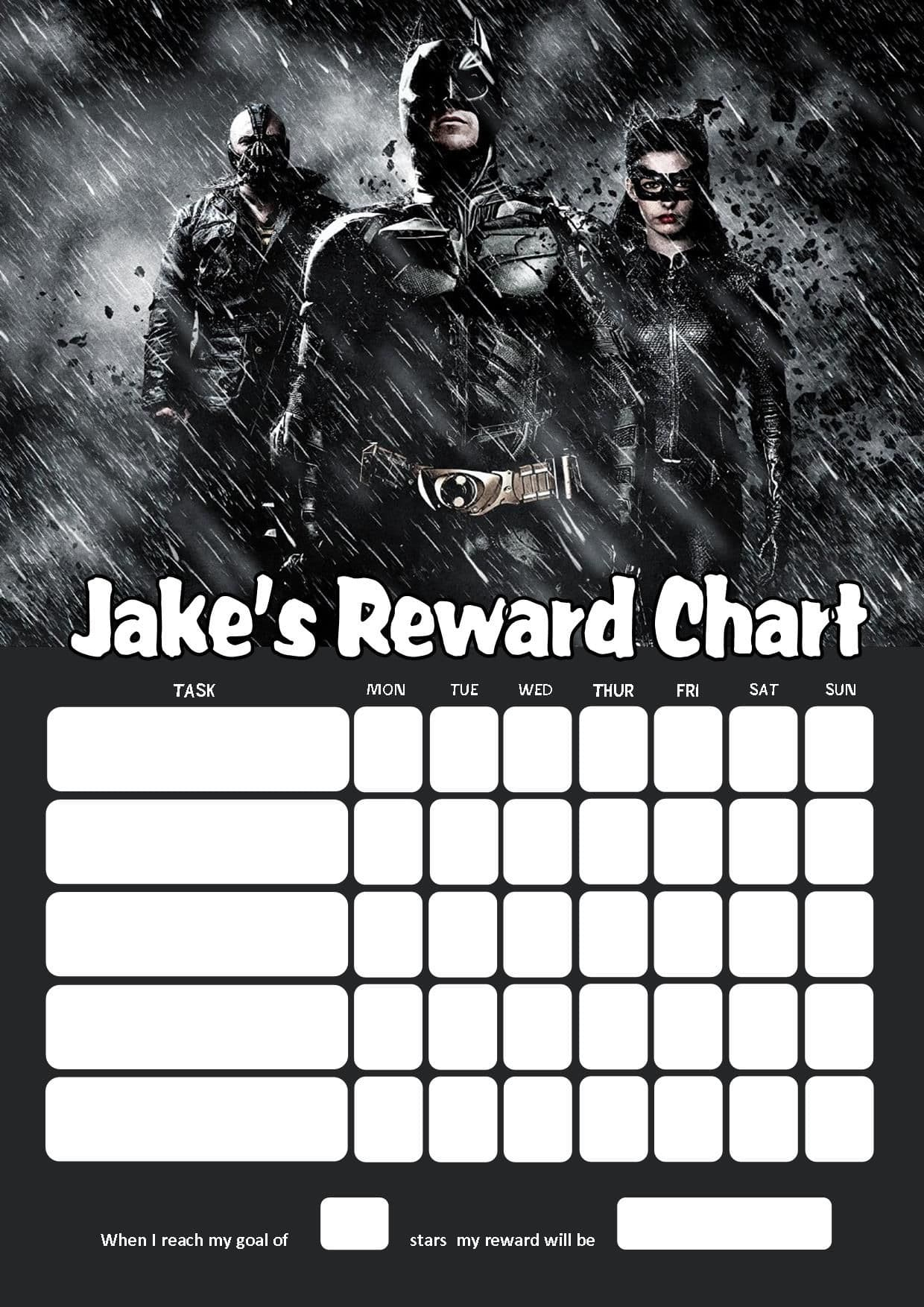 Personalised Batman Reward Chart (Adding Photo Option Available) - Free Printable Batman Reward Chart
