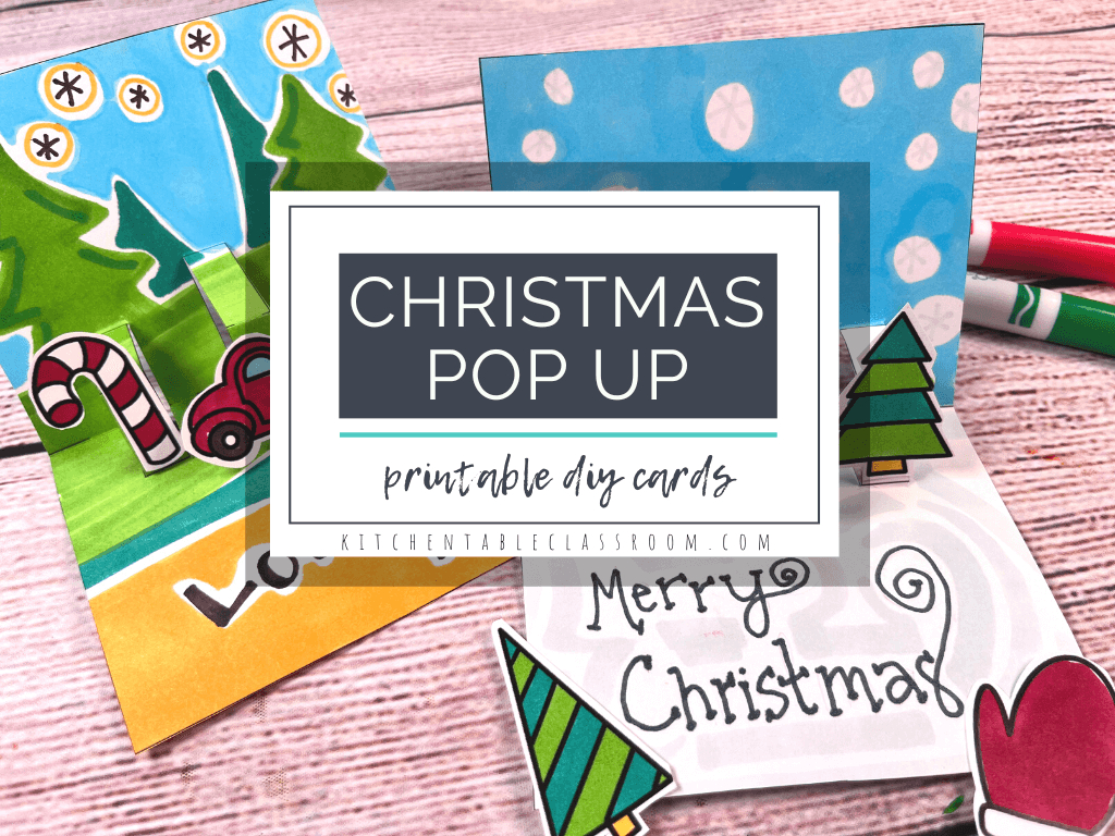 Pop Up Printable Christmas Card - The Kitchen Table Classroom - Free Printable Pop Up Card Templates Christmas