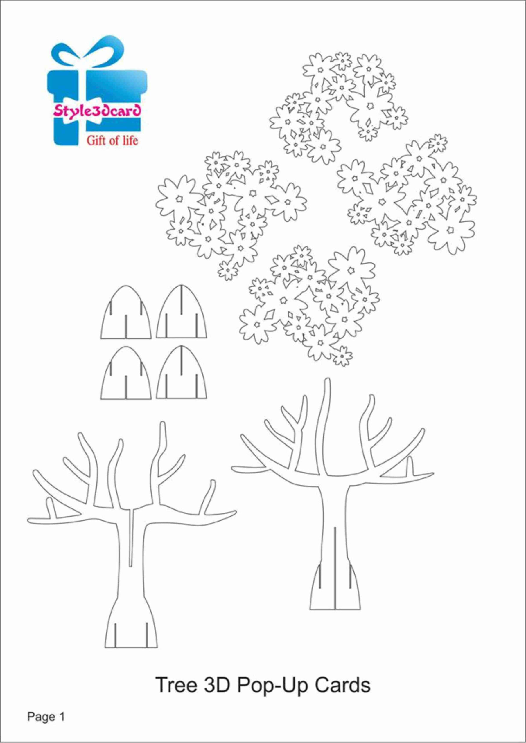 Pop Up Tree Card Template | Pop Up Card Templates, Heart Pop Up - Printable Kirigami Christmas Templets