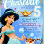 Princess Jasmine Birthday Invitation | Free Backside | 24H Ready   Free Printable Princess Jasmine Invitations