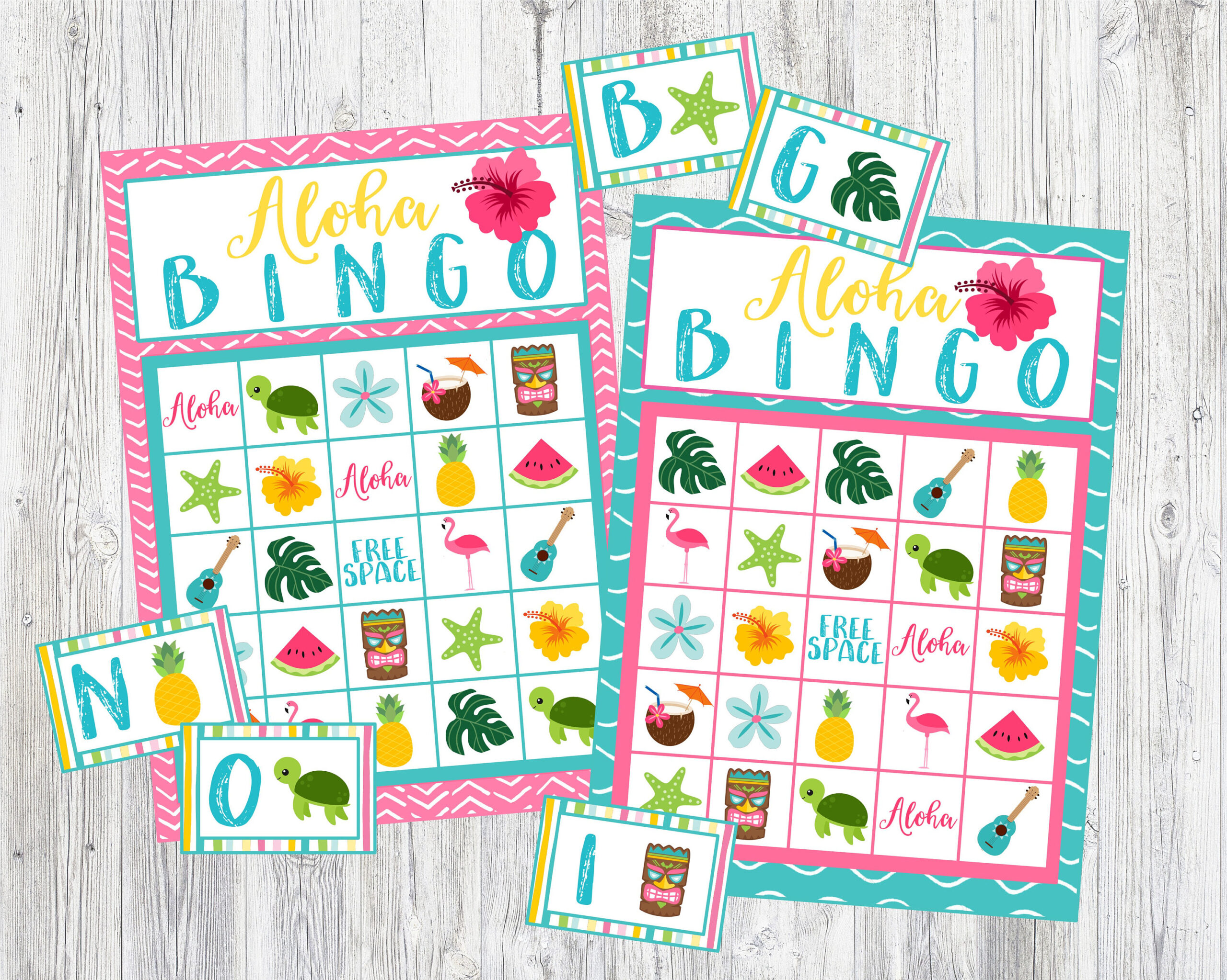 Printable Aloha Bingo Game Set 24 Card Bingo Set With Calling - Free Printable Hawaiian Bingo Cards