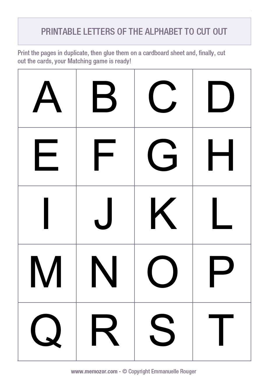 Printable Alphabet Letters - 26 Letters (A-Z) | Memozor - Free Printable Alphabet Tiles