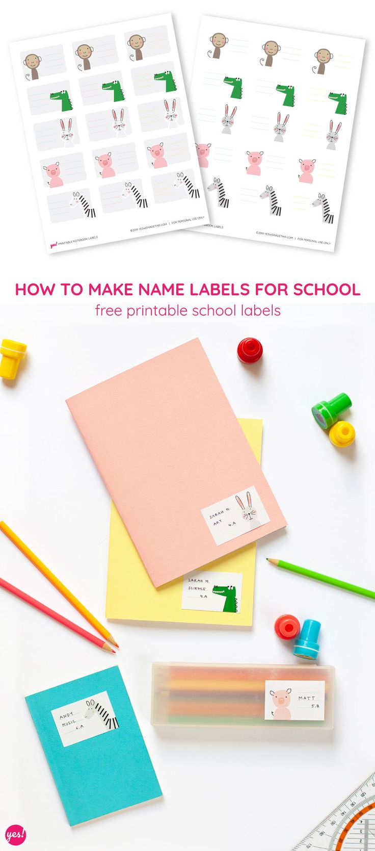 Printable Animal School Labels - Yes! We Made This | School Labels - Free Printable Stationery Labels
