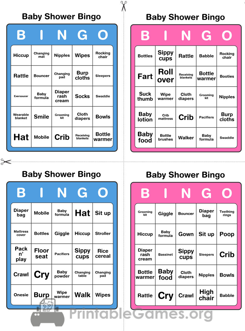 Printable Baby Shower Bingo – 50 Cards (Pink And Blue) - Free Printable Baby Shower Bingo 50 Cards