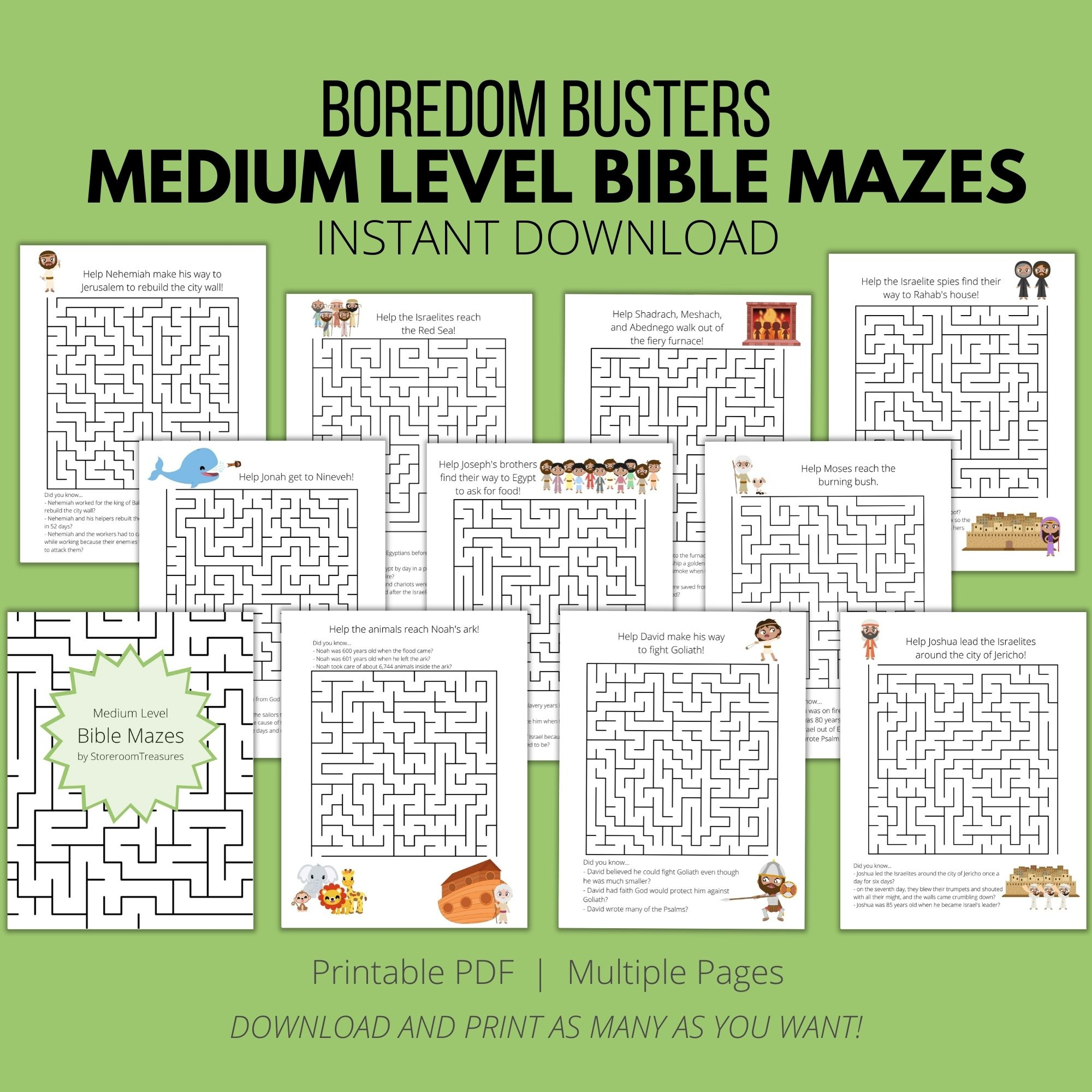 Printable Bible Mazes - Kids Activity Book Bundle - Classful - Free Printable Bible Mazes