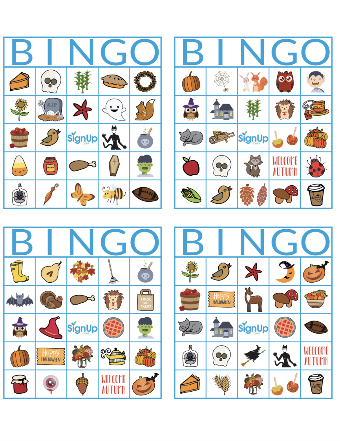 Printable Bingo Cards: Fun Fall Classroom Party Activity | Signup - Printable Bingo Cards For Large Groups Free
