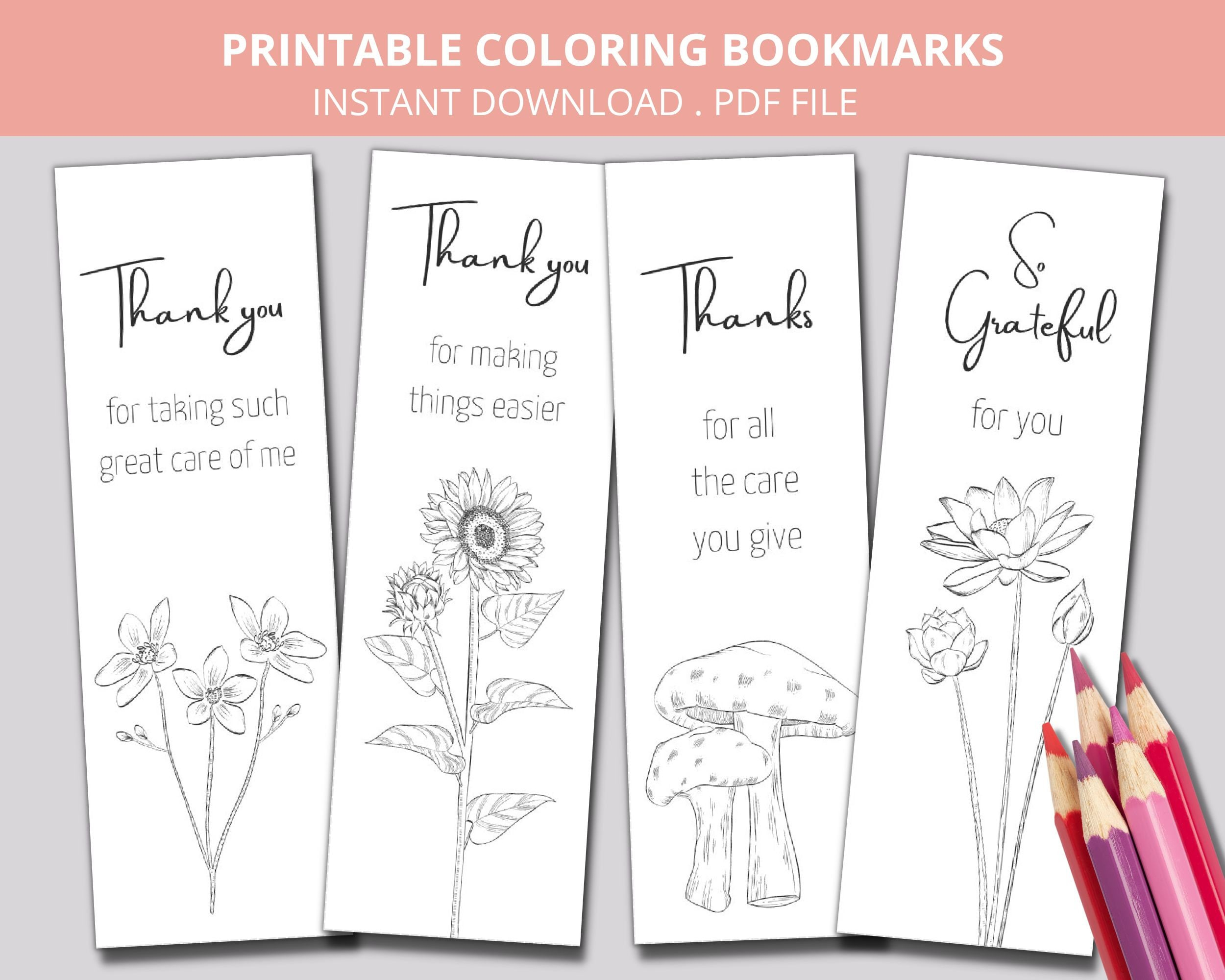 Printable Caregiver Appreciation Coloring Bookmarks, Caregiver - Free Printable Thank You Bookmarks