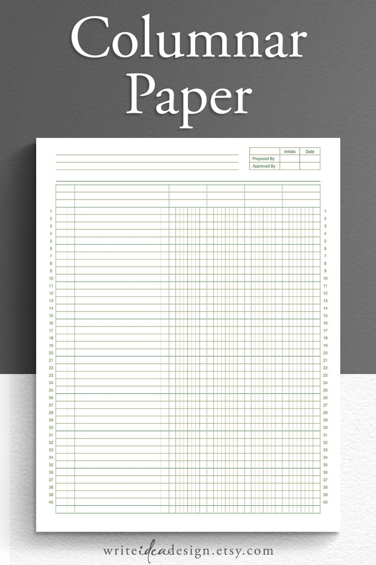 Printable Columnar Paper. Accounting Ledger. Digital Ledger Paper - Free Printable Accounting Paper