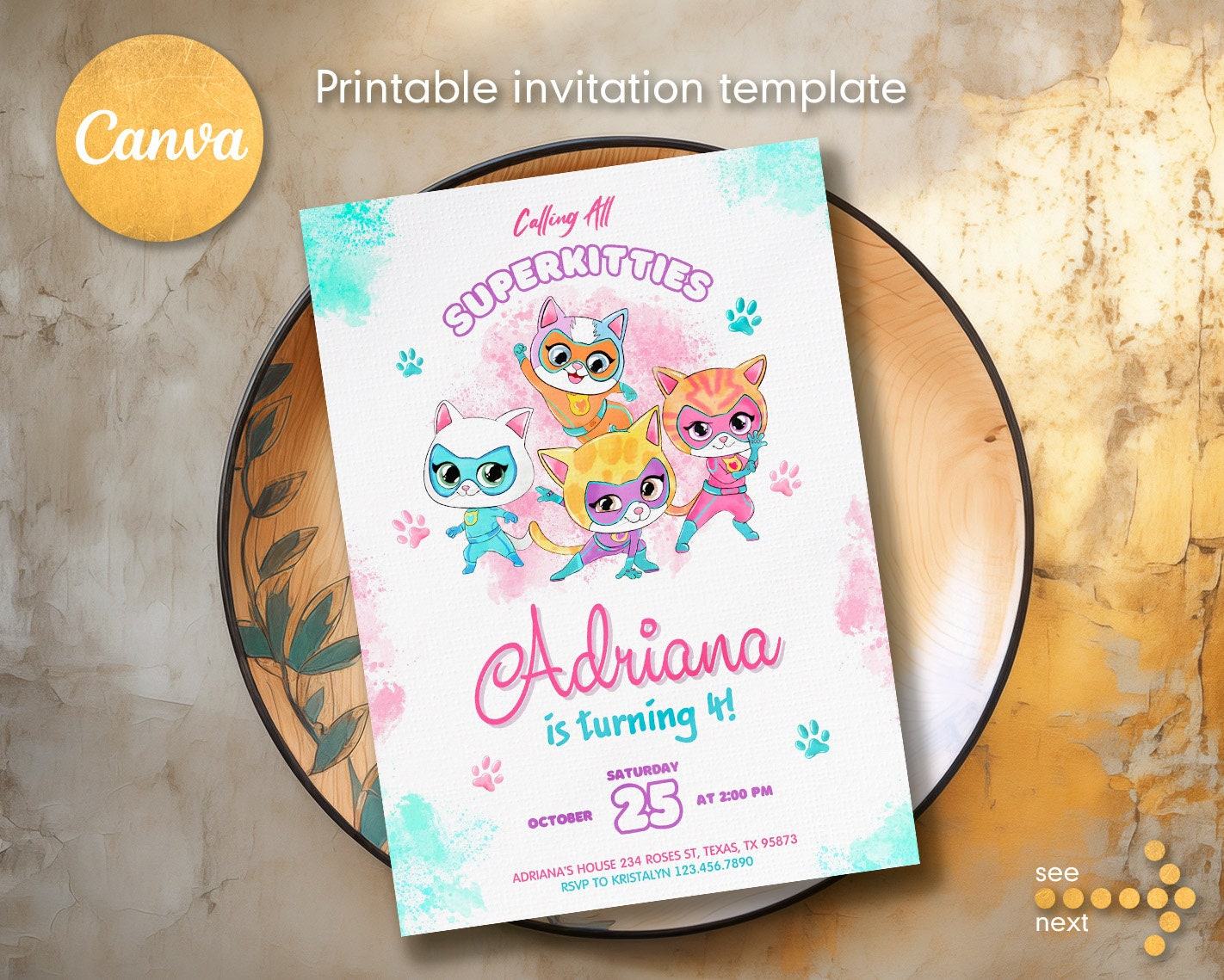 Printable Editable Super Kitty Invite, Superkitty Birthday, Superkitties Party Invite Template, Kitten Invitation Cute Invite - Printable Sample Of Littlest Pet Shop Party