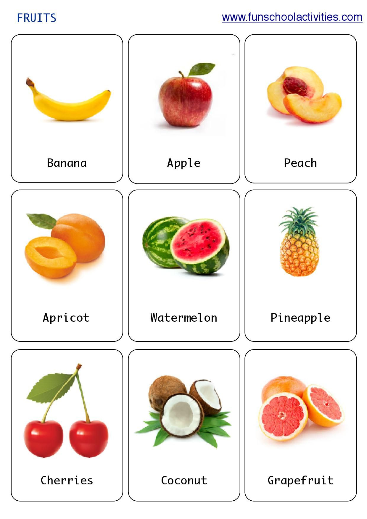 Printable Fruits Flashcards. | Food Flashcards, Fruits For Kids - Flashcards Fruit Free Printable