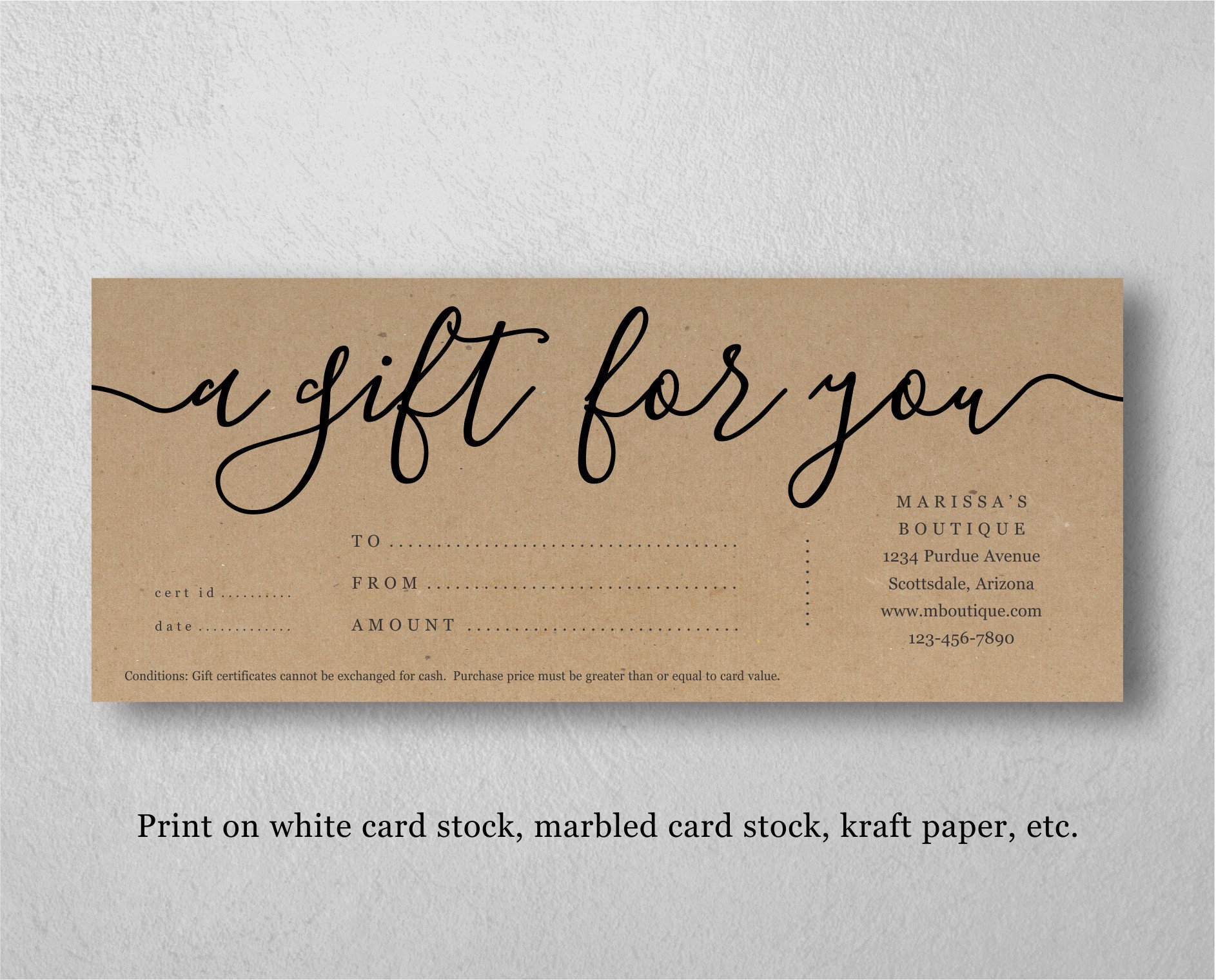 Printable Gift Certificate Template, Gift Card Maker, Simple - Printable Gift Cards For Free