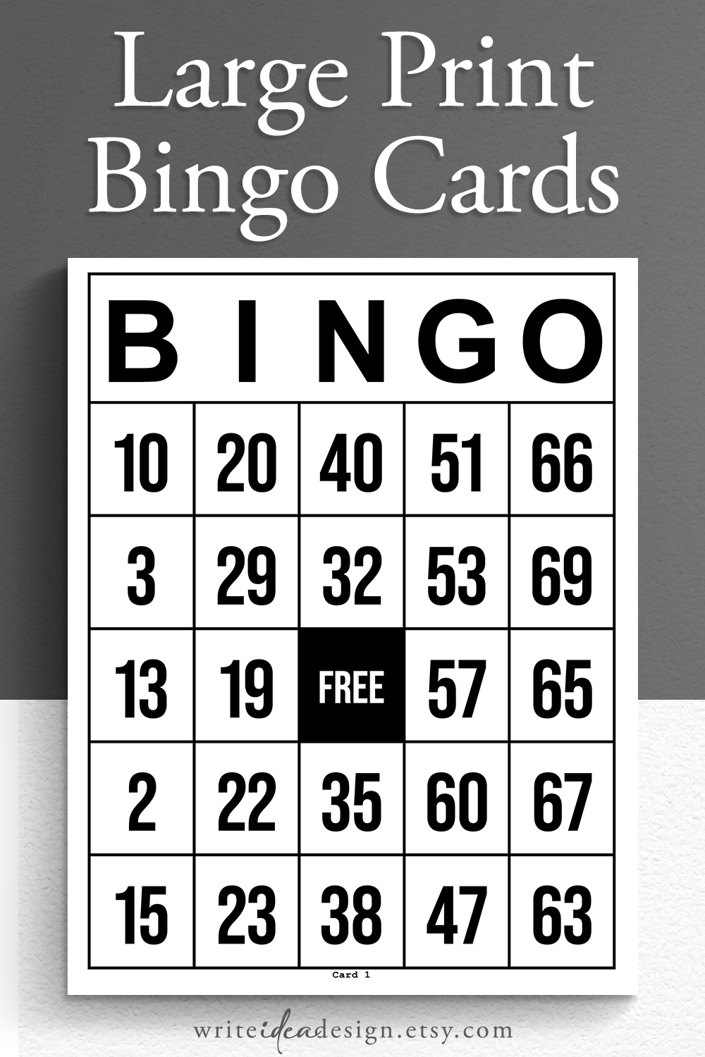 Printable Jumbo Bingo Cards Set Of 1000. Large Print Bingo. Easy - Free Printable Large Bingo Cards