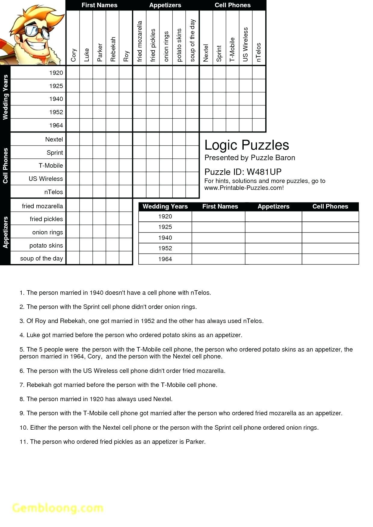 Printable Logic Puzzle Grid Blank - Logic Puzzles Free Online Printable
