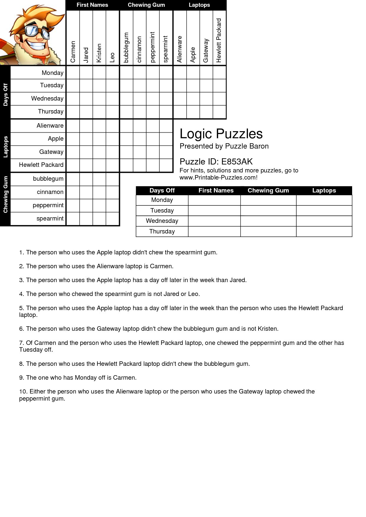 Printable Logic Puzzles For Elementary Students - Logic Puzzles Free Online Printable