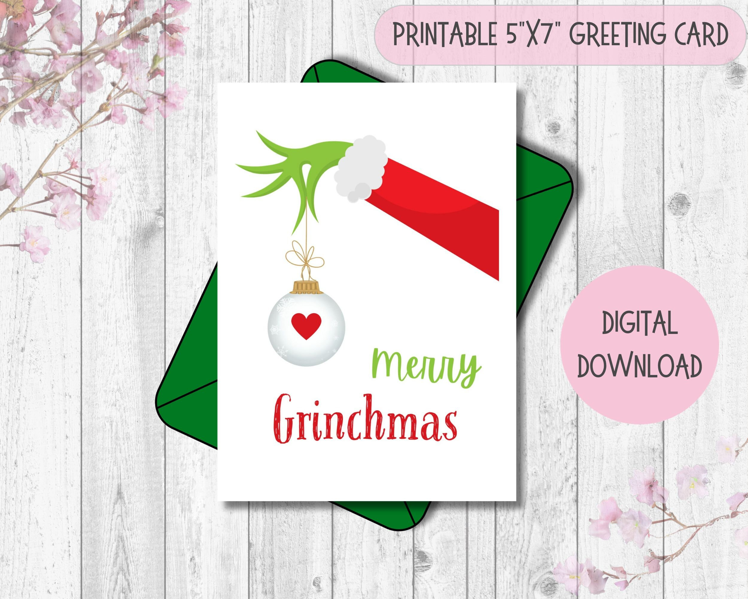 Printable Merry Grinchmas Card, Grinch Card, Instant Download - Grinch Card Printable