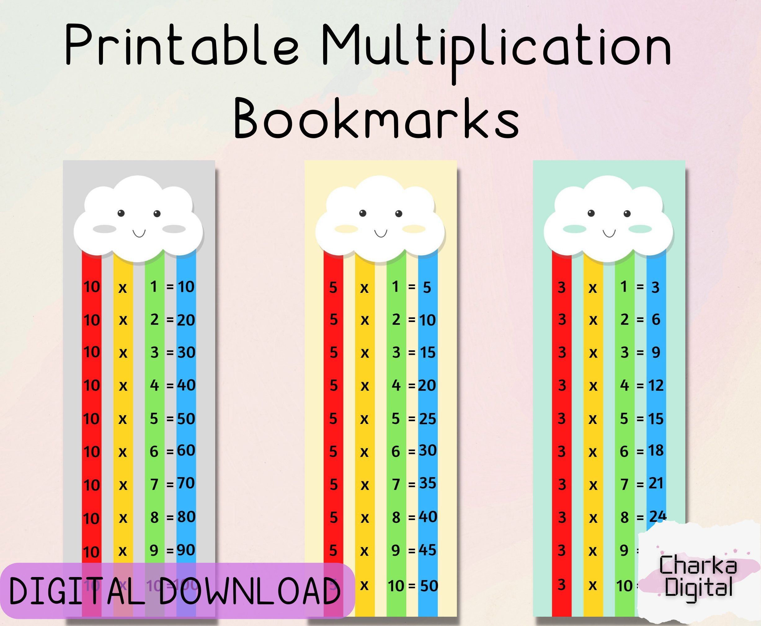Printable Multiplication Table Bookmarks, 1 To 10 Times Table - Free Printable Math Bookmarks