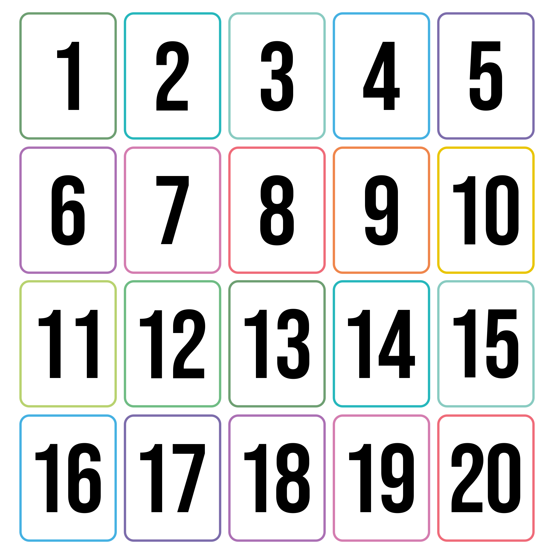 Printable Number Cards 1-20 | Number Flashcards, Printable Numbers - Numbers 1 To 20 Printable