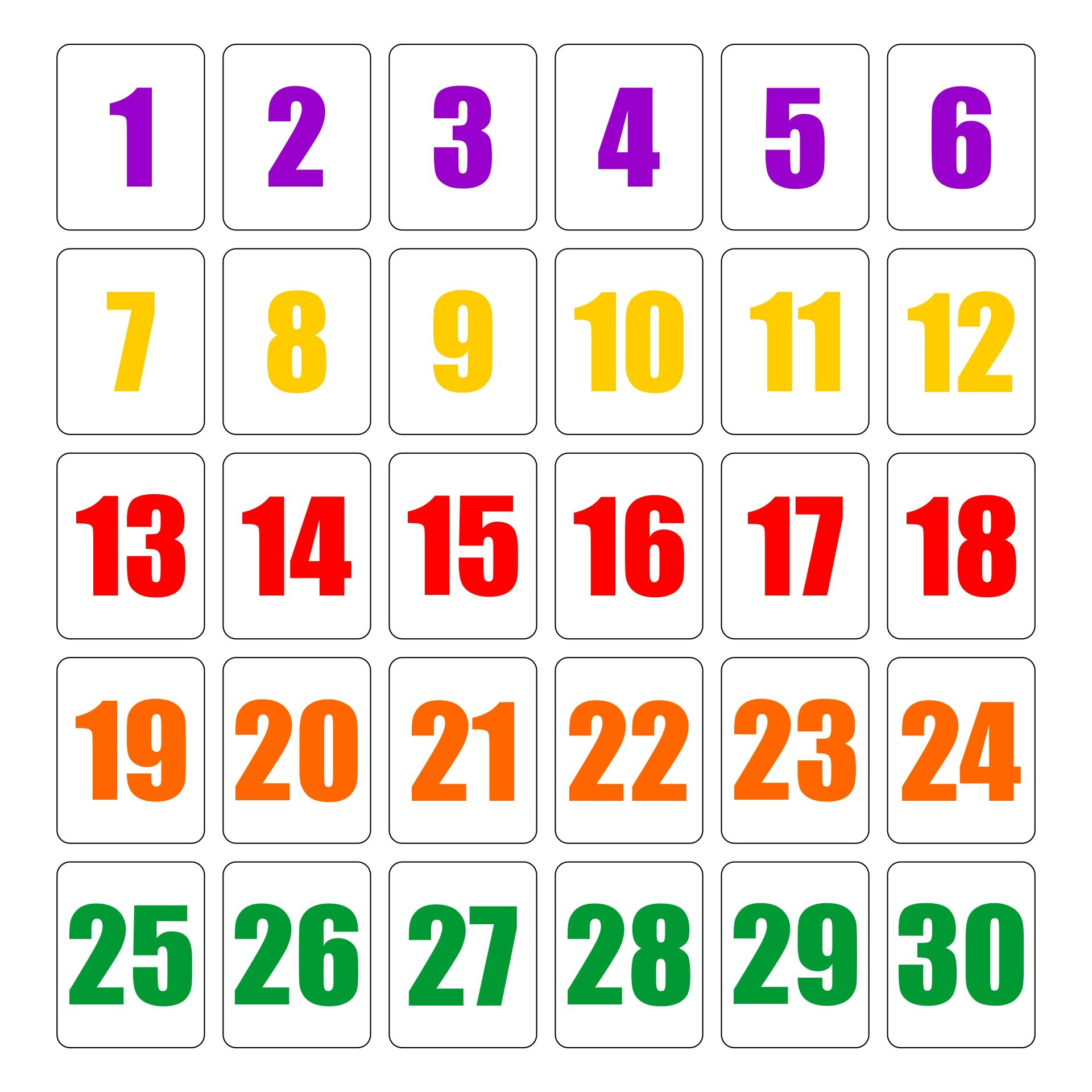 Printable Number Cards 1 30 | Printable Numbers, Writing Aids - Free Printable Number Cards 1-30
