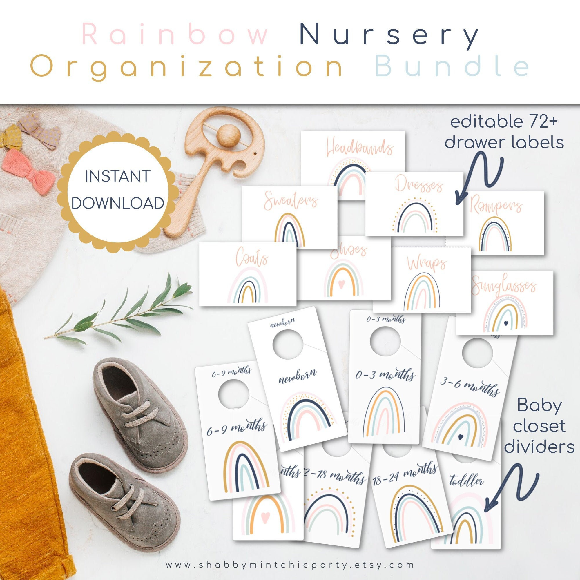 Printable Nursery Organization Bundle, Baby Nursery Closet Clothes - Free Printable Nursery Organizers