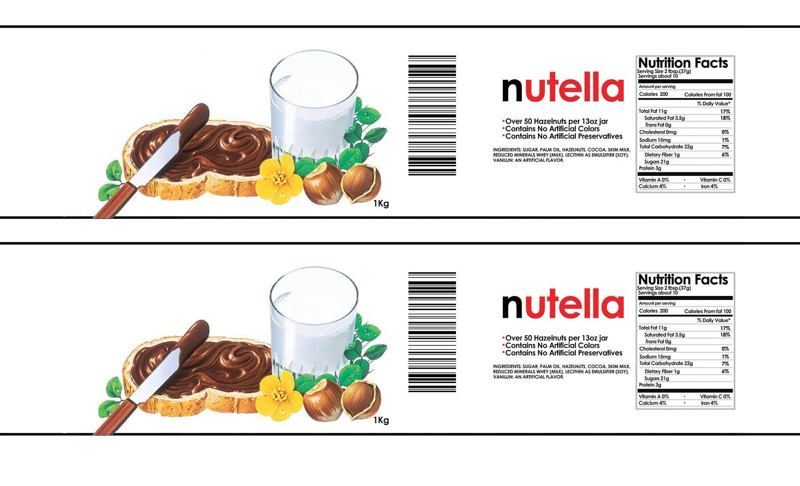 Printable Nutella Label Template Free - Printable Templates Free - Free Printable Nutella Labels
